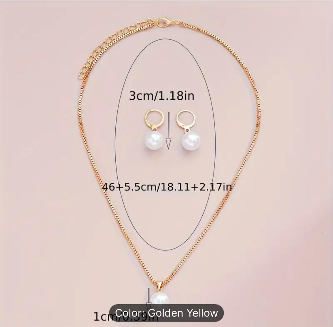 STYLISG PEARL GOLDEN PLATED CHAIN WITH EARRINGS IN GERMANY