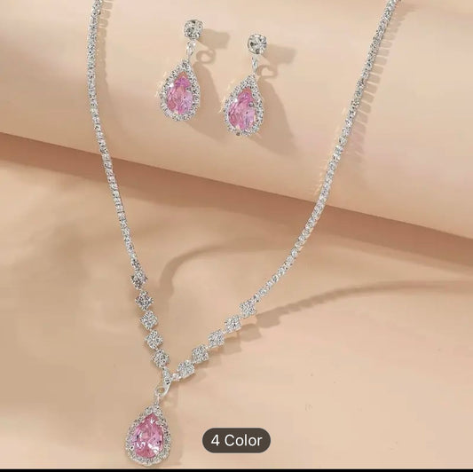 Unique trendy Style Pink Necklace and Earrings For Women in Germany