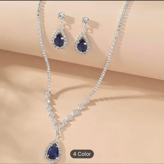 Unique trendy Style Blue Necklace and Earrings For Women