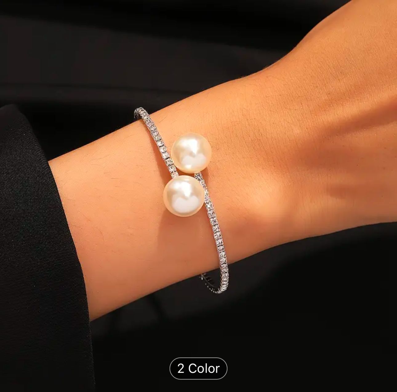Trendy Rhinestone Silver Plated Pearl Bracelets in Munich