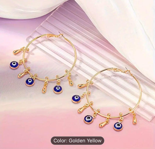 Golden Goodluck Charm Evil Eye Hoop Earrings in Germany