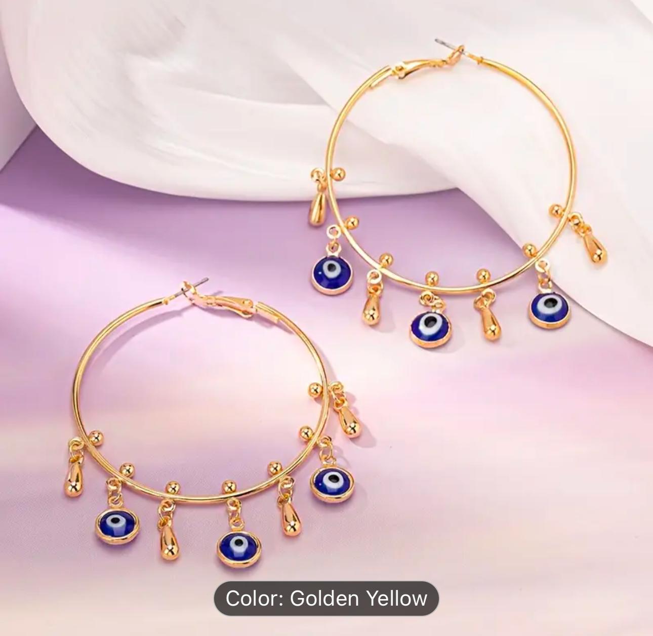 Golden Goodluck Charm Evil Eye Hoop Earrings in Germany