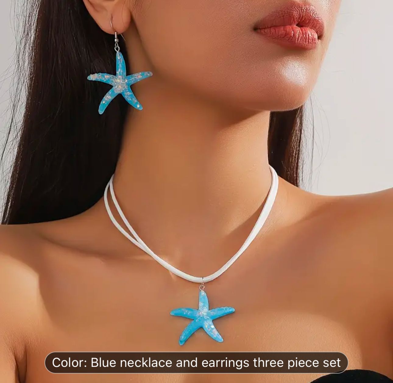 Star Shaped Pendant Necklace Set With Blue Starfish Earrings in Berlin