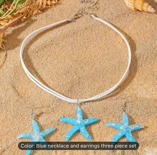 Star Shaped Pendant Necklace Set With Blue Starfish Earrings in Berlin