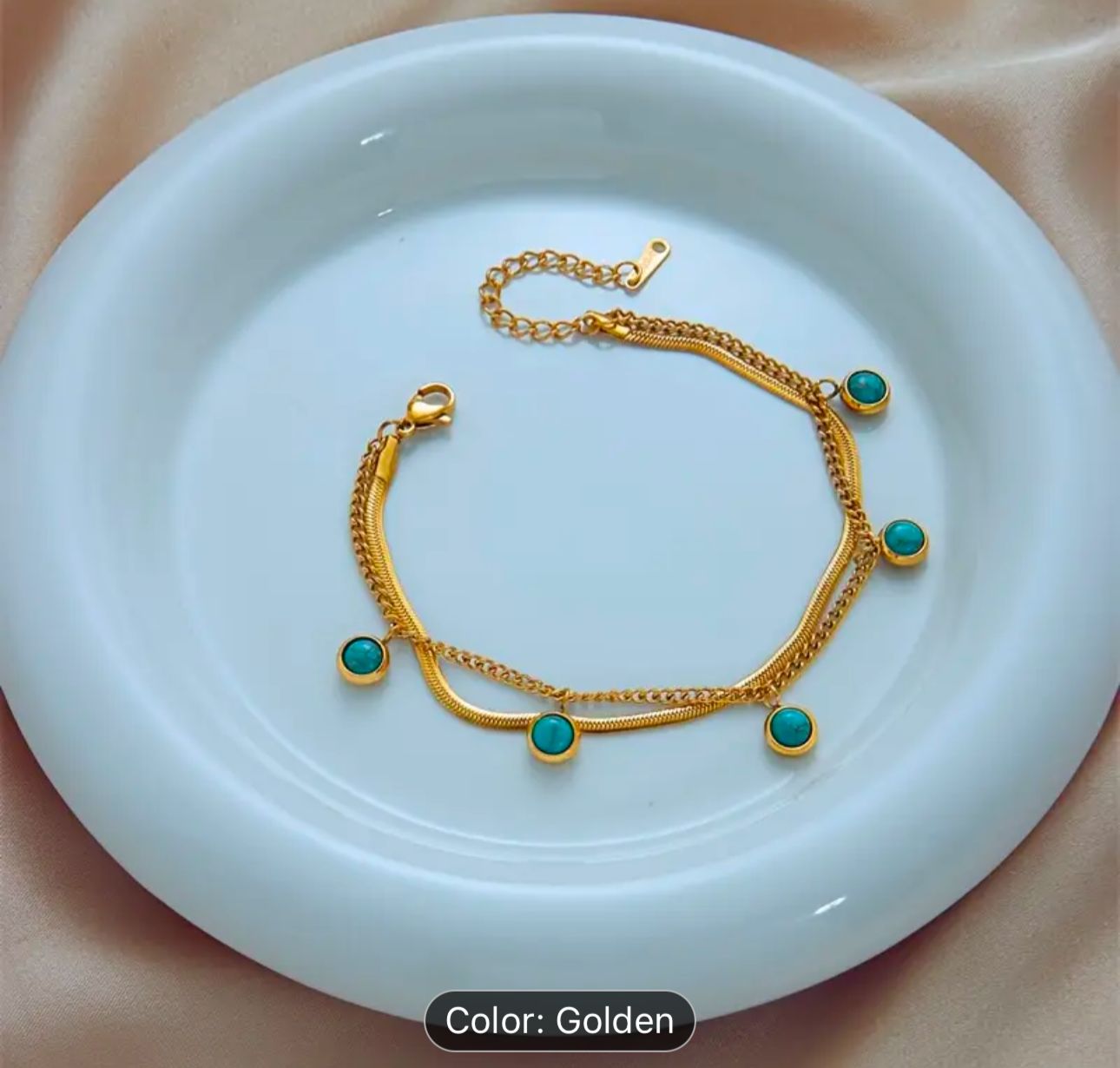 Stainless Steel Gold Color Charm Bangle Bracelet For Women