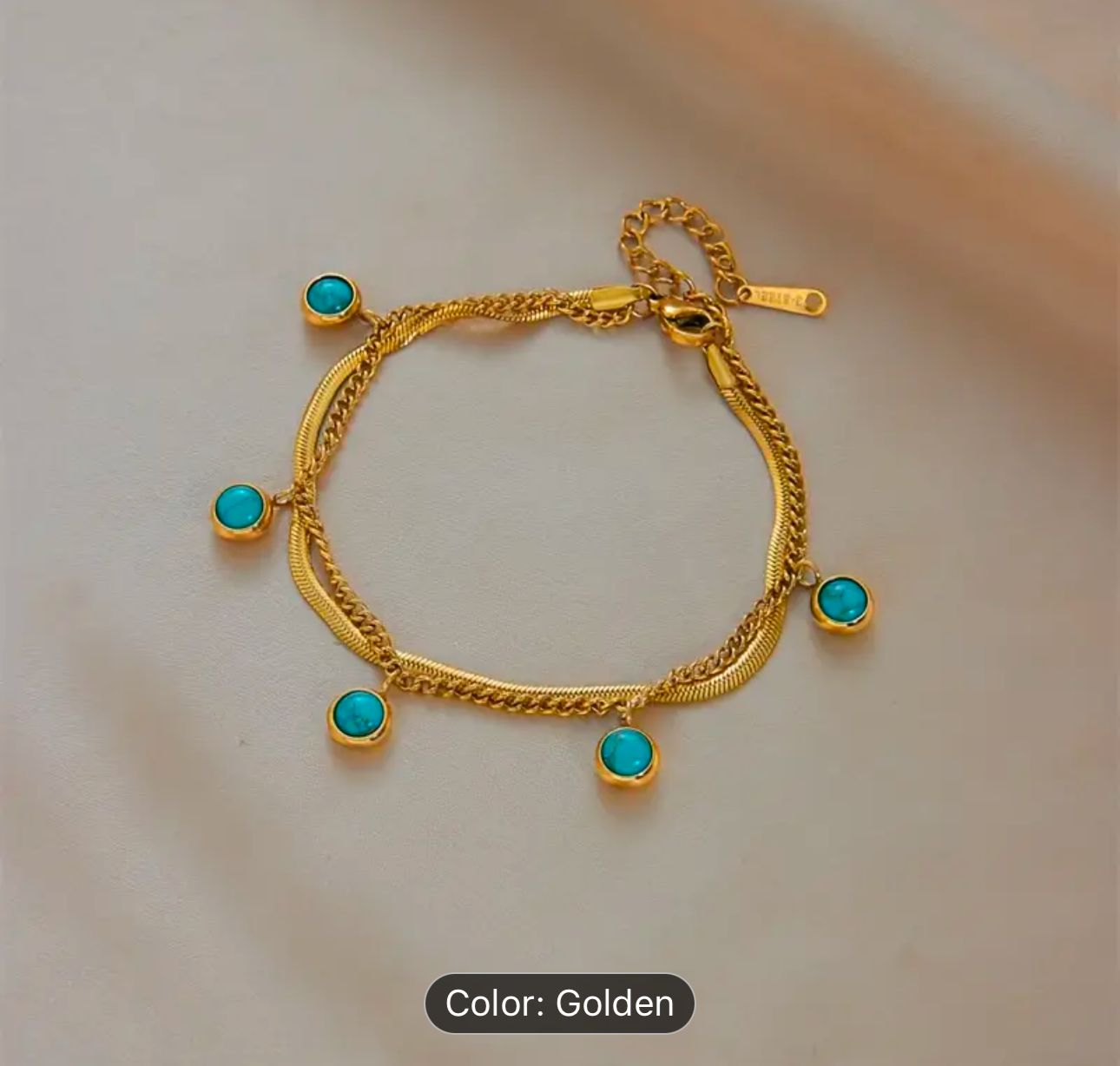 Stainless Steel Gold Color Charm Bangle Bracelet For Women