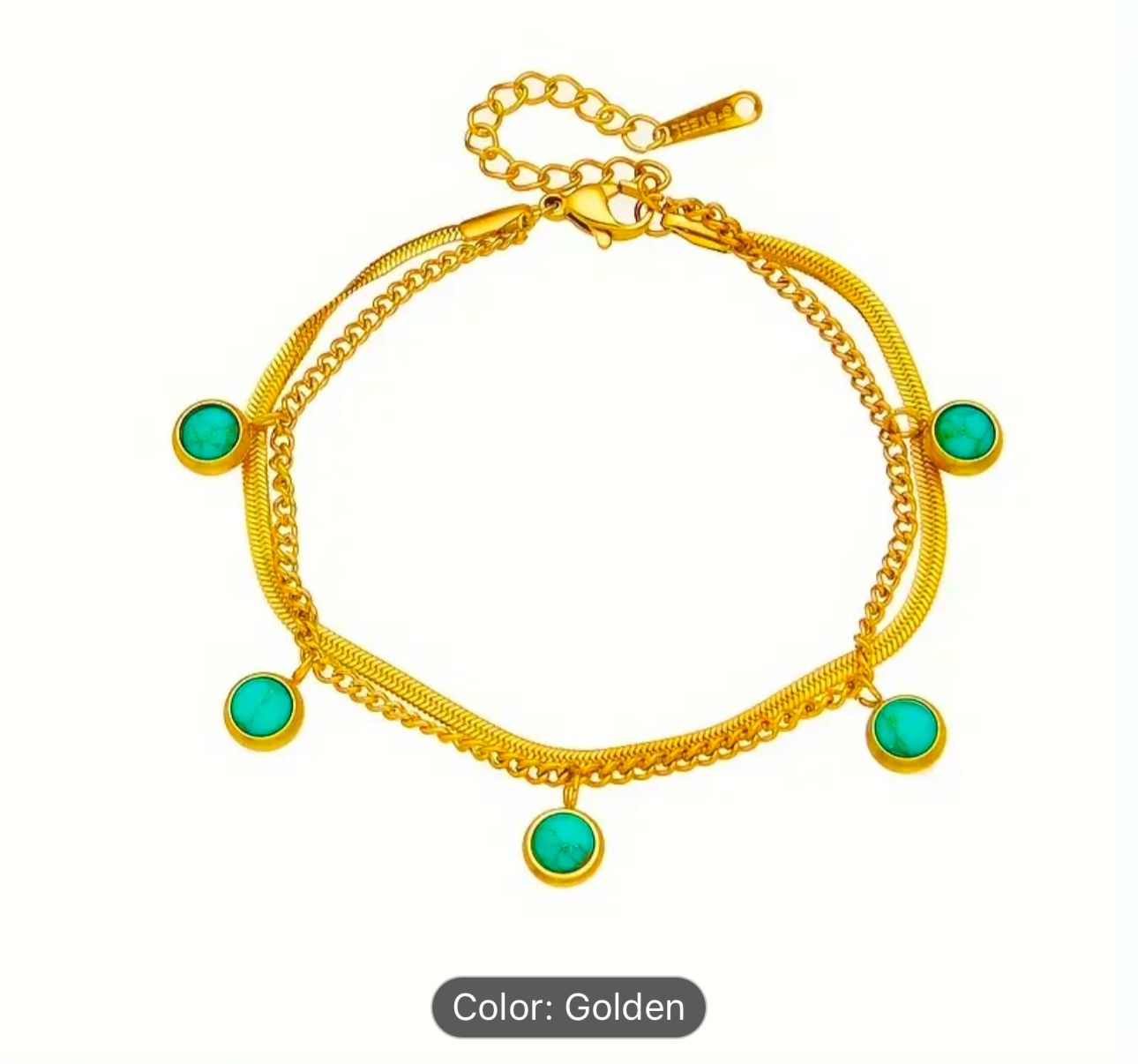 Stainless Steel Gold Color Charm Bangle Bracelet For Women