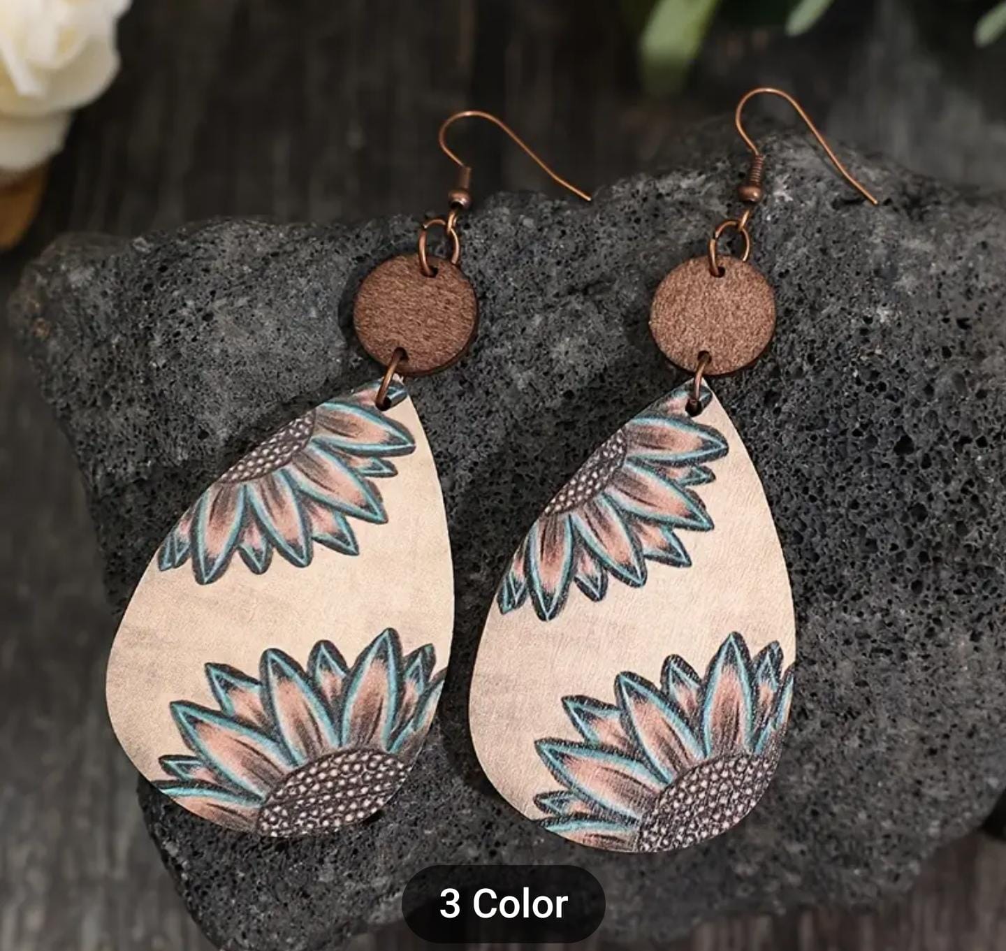 Wooden Iron Hook Dangle Earrings in Germany