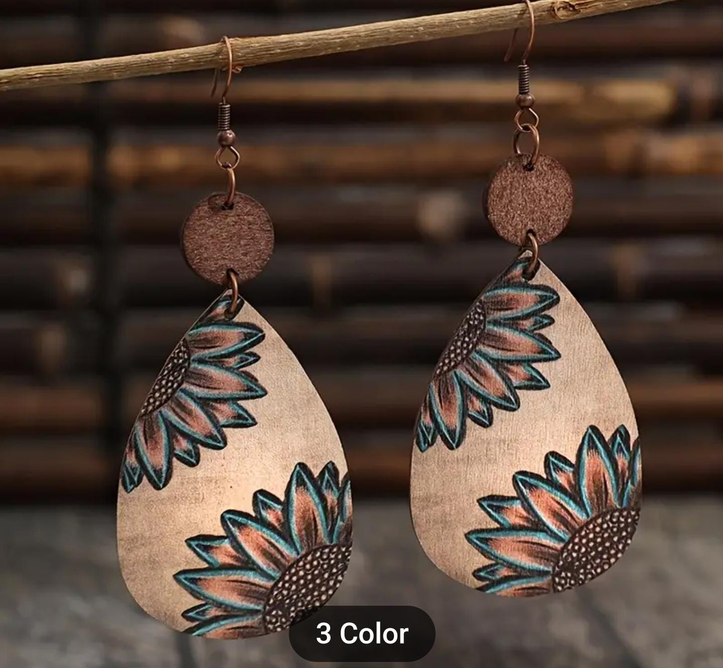 Wooden Iron Hook Dangle Earrings in Germany