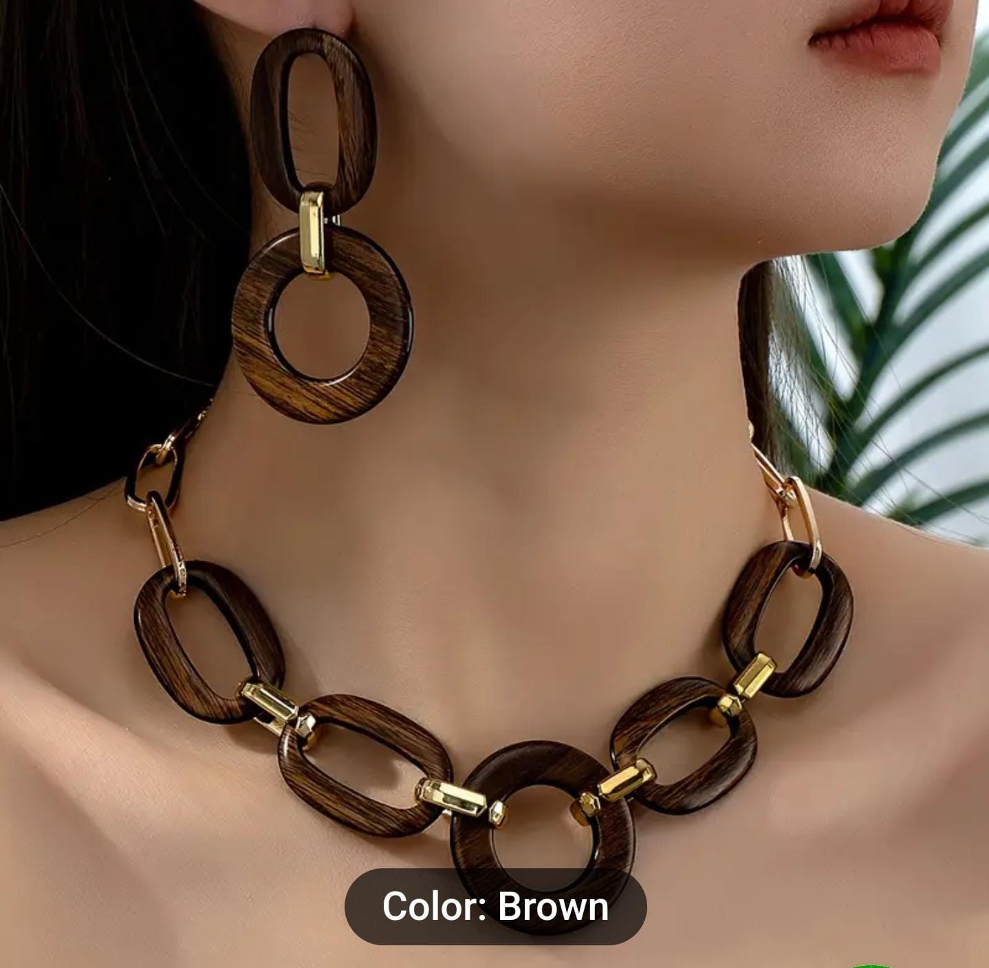 Boho Wooden Jewelry Set Finish Necklace & Earrings in Berlin