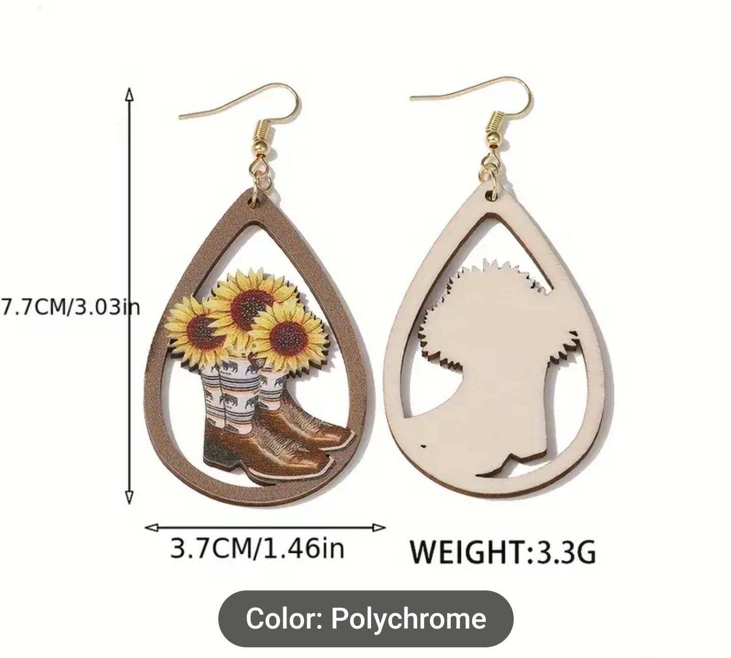 Rustic Wooden Sunflower Dangle Earrings in Germany
