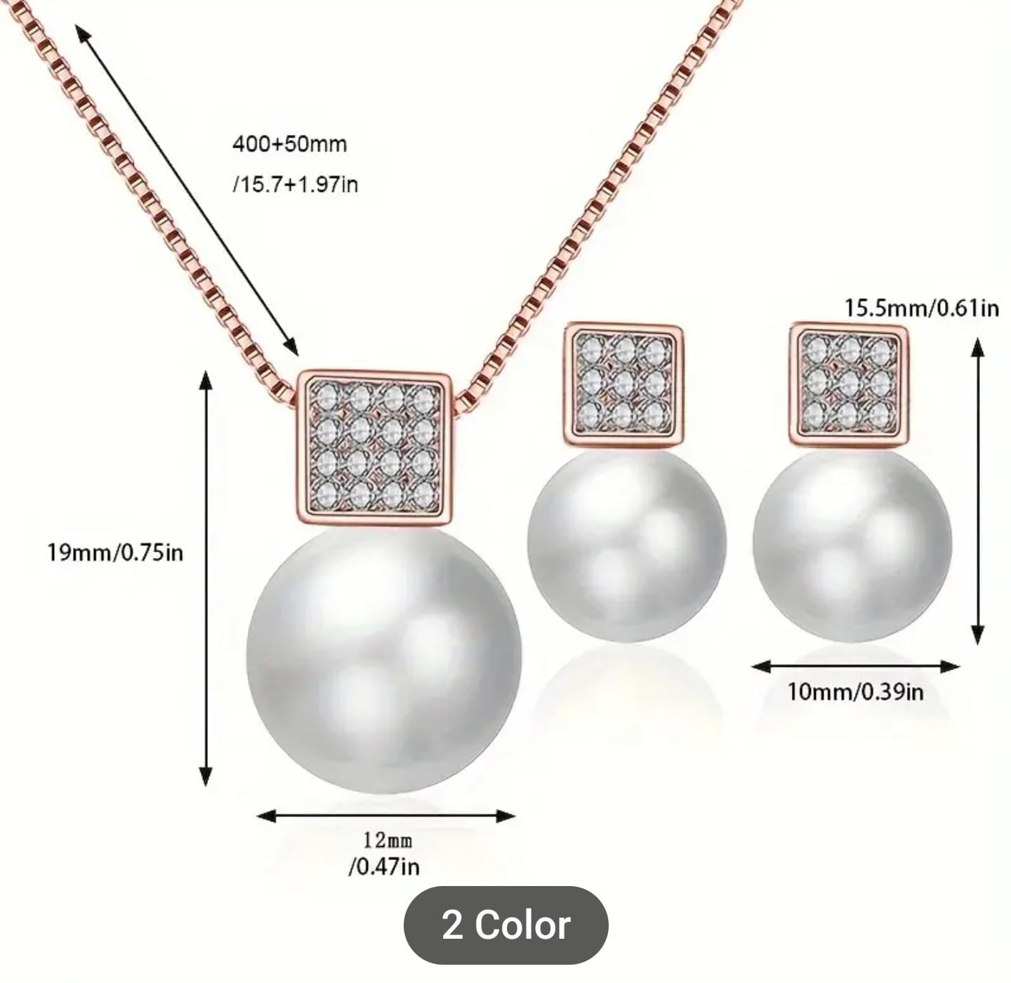 Women Elegant Imitation Pearl Necklace Earrings in Berlin
