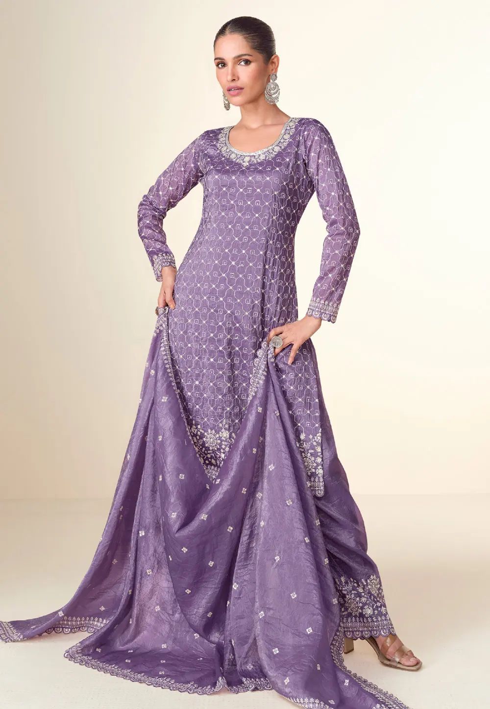 Purple Tissue Pakistani Suit in Germany