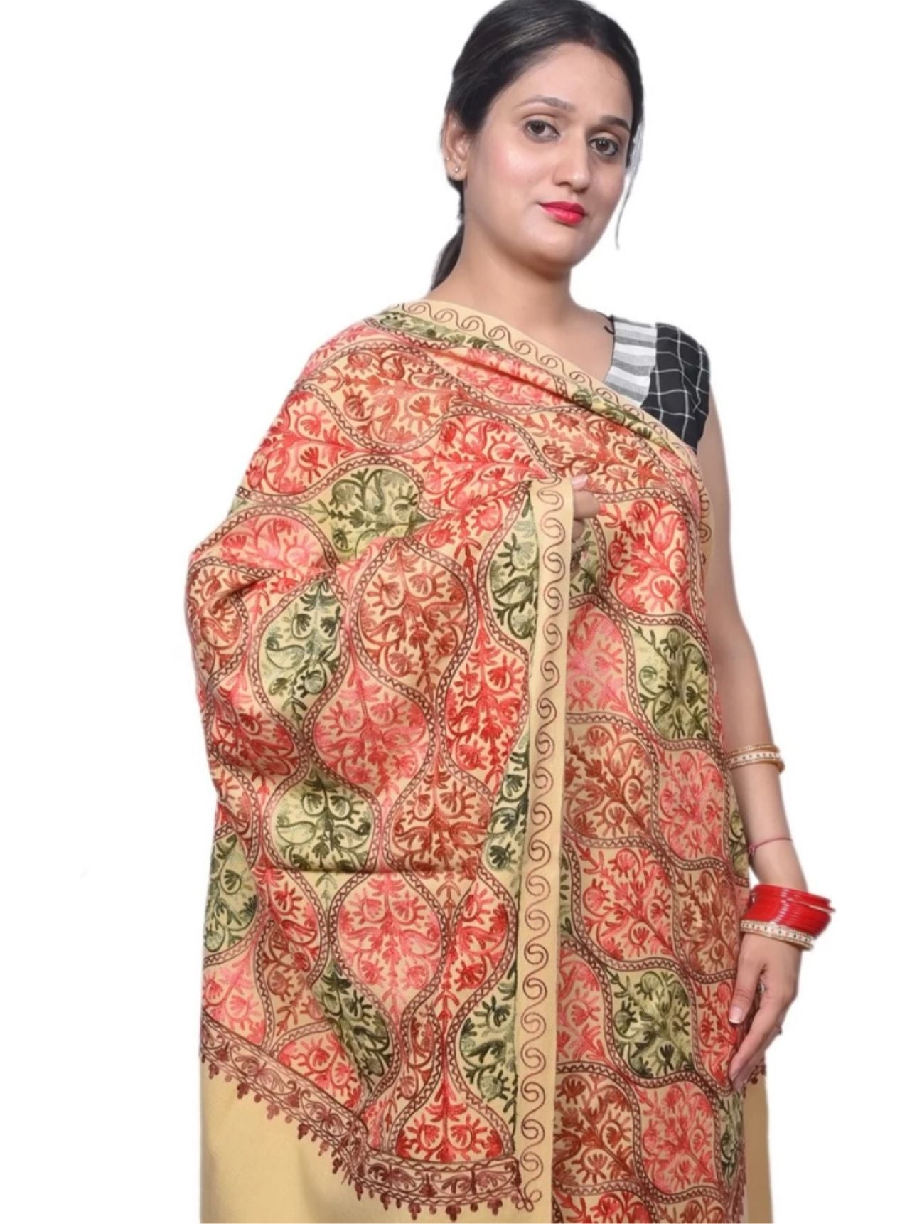 Acrylic, Wool Embroidered Women Shawl in Berlin