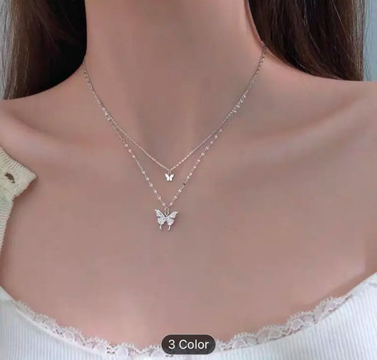 Butterfly Necklace, Ladies Exquisite Double-layer Clavicle Chain Necklace Jewelry in Berlin