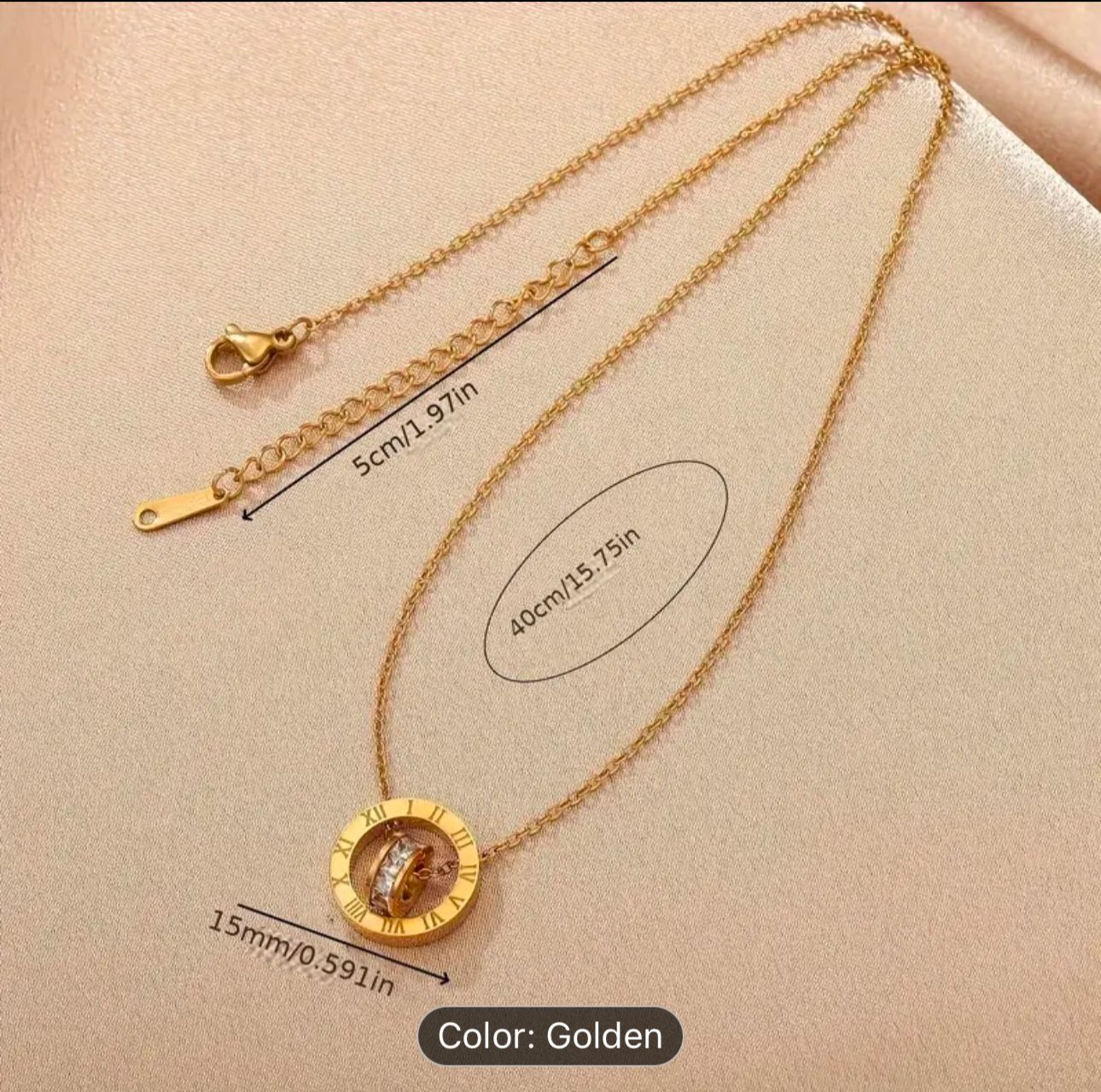 Steel Geometric Circle Roman Numeral Detail Pendant Necklace in Germany