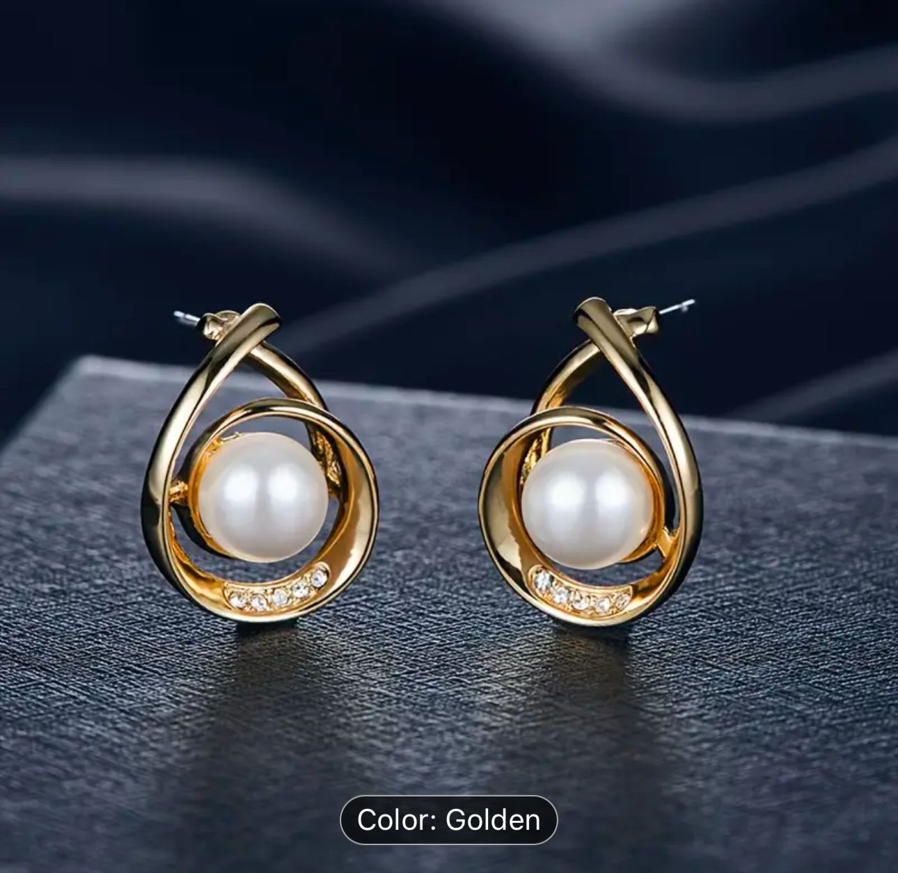 Three-dimensional Spiral Water Drop Faux Pearl Necklace Earrings Jewelry Set in Germany