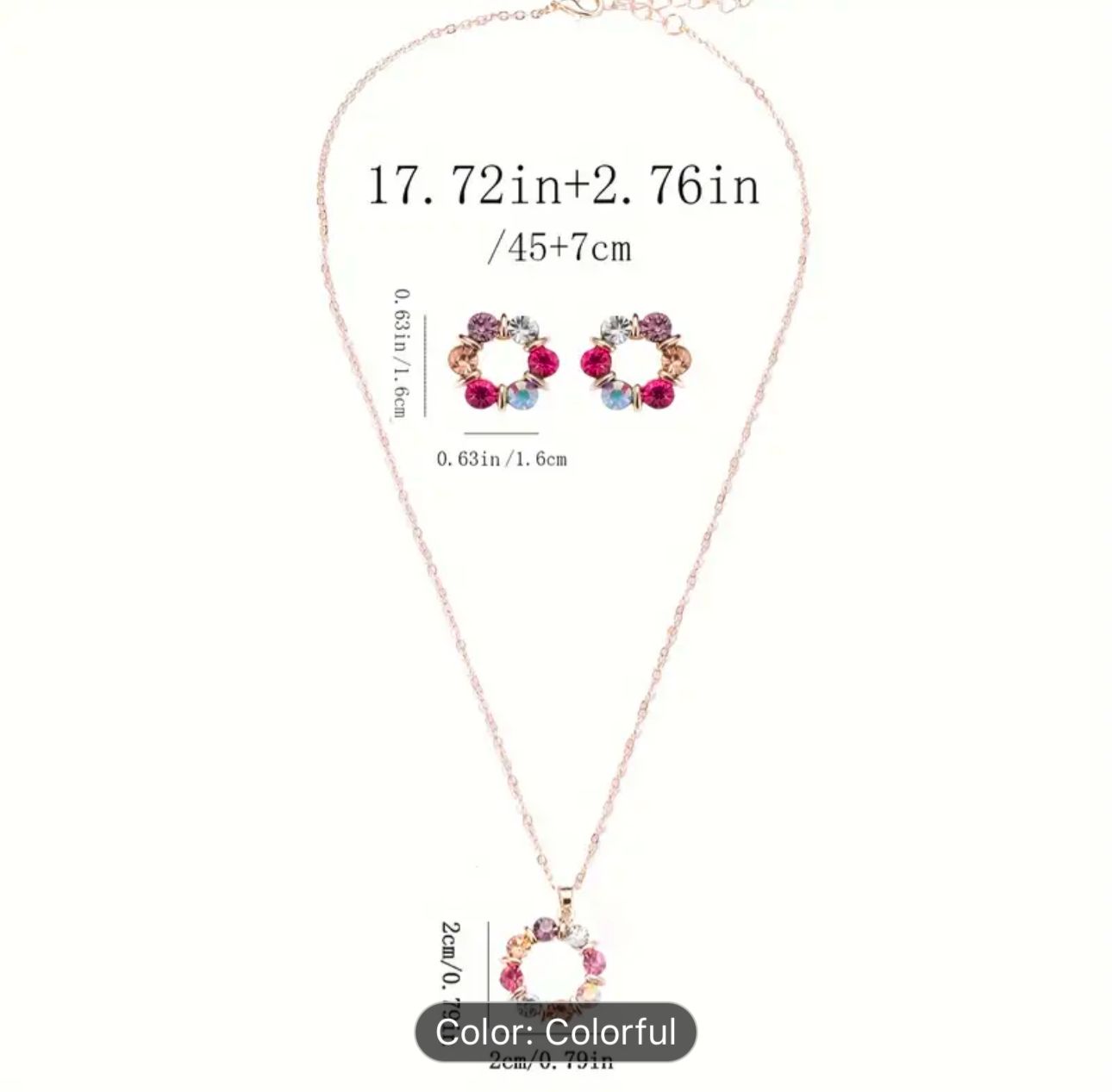 Women's Gold Plated Jewelry Set with Colorful Rhinestones & Hollow Circle Design in Germany