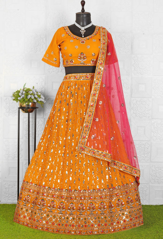 Embellished Gotta Patti  Lehenga Choli Set with Dupatta in Germany
