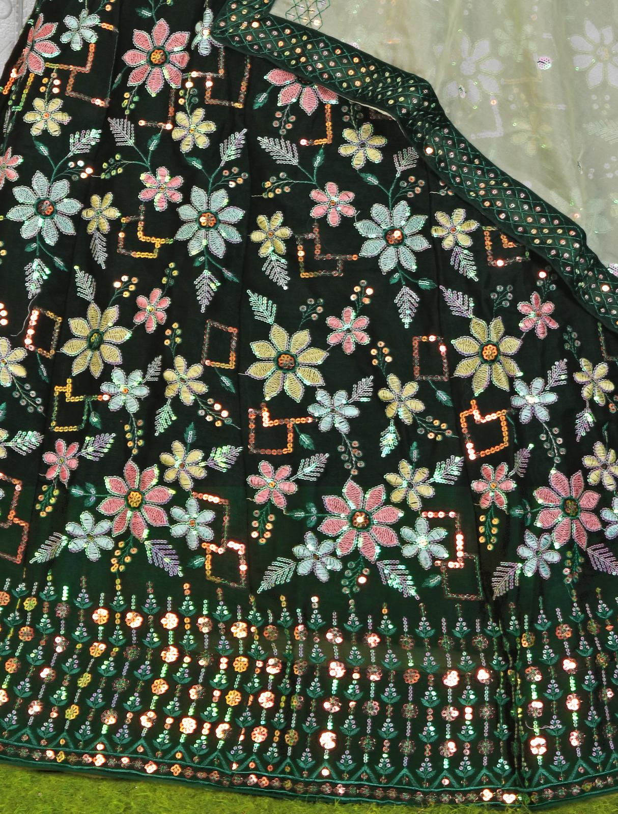 Gorgeous Green Color Georgette Sequence Work Lehenga in Munich