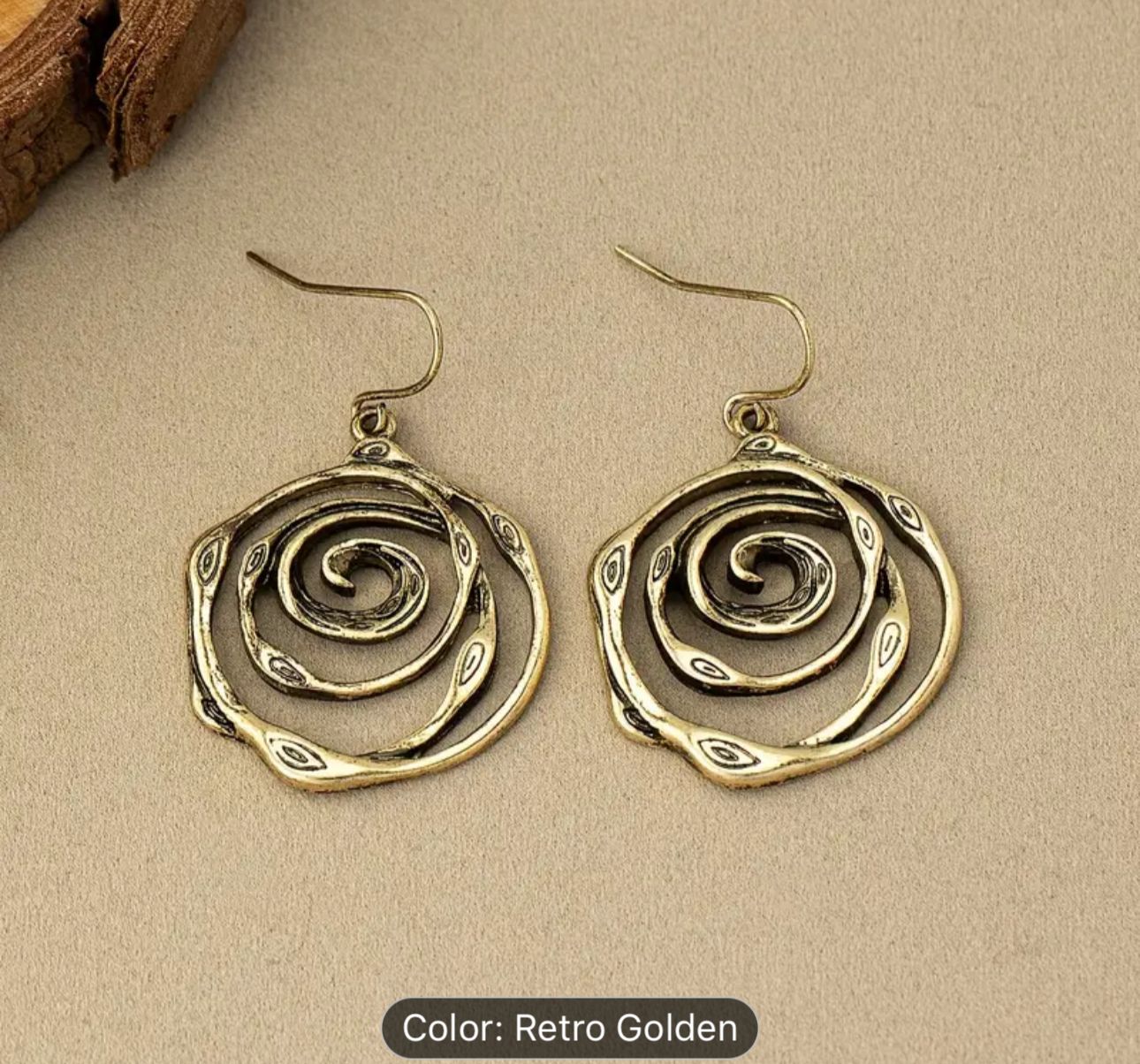 Rustic Vintage Spiral Pattern Dangle Earrings in Berlin