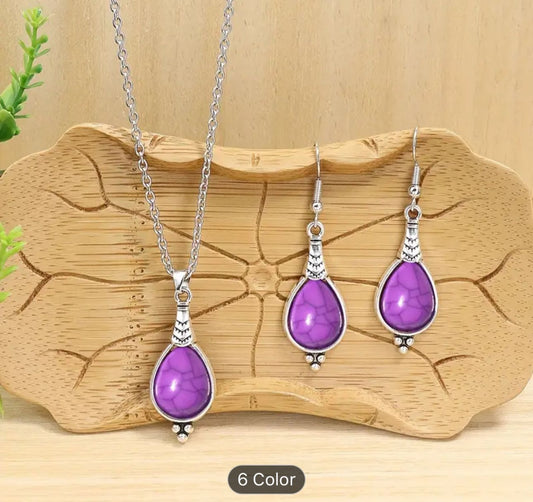 Bohemian Vacation Style Ancient Silvery Water Drop Shape Earrings in Germany