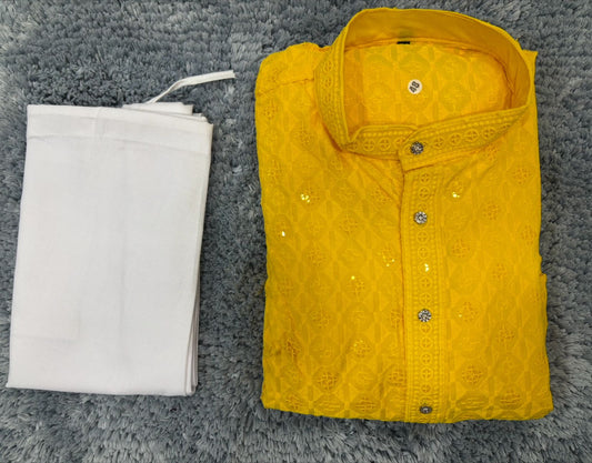 MENS CHIKENKARI HEAVY RAYON KURTA IN Germany
