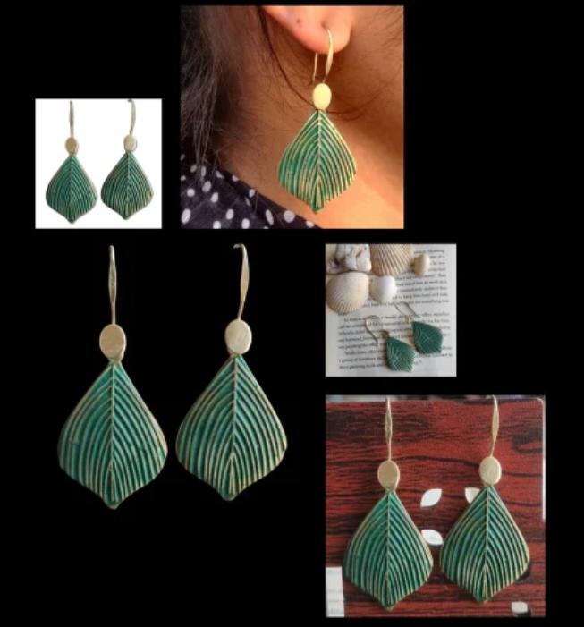Handmade Vintage-Inspired Green Leaf Earrings in Berlin