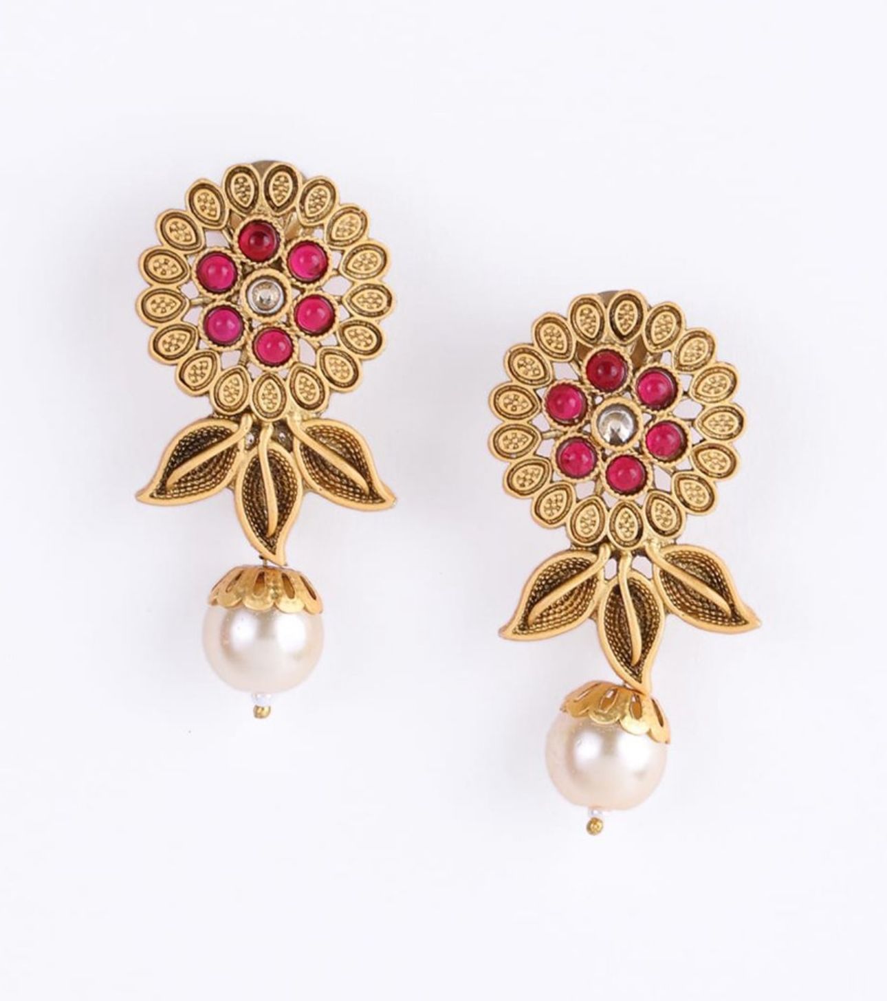 Gold-Plated Beaded & Stone-Studded Floral Jewelery Set in Berlin