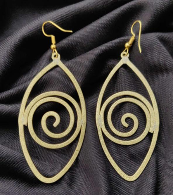 Brass Handmade Lightweight Hollow Spiral Earrings in Germany