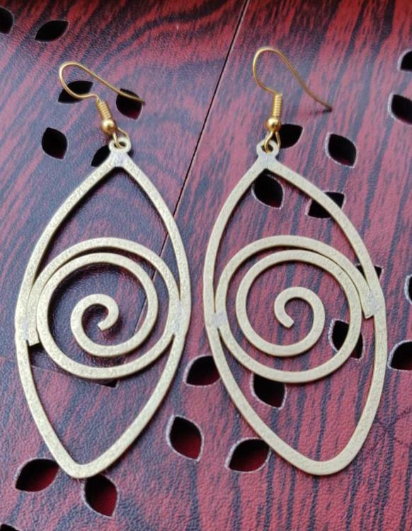 Brass Handmade Lightweight Hollow Spiral Earrings in Germany