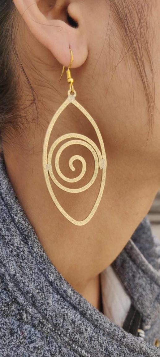 Brass Handmade Lightweight Hollow Spiral Earrings in Germany