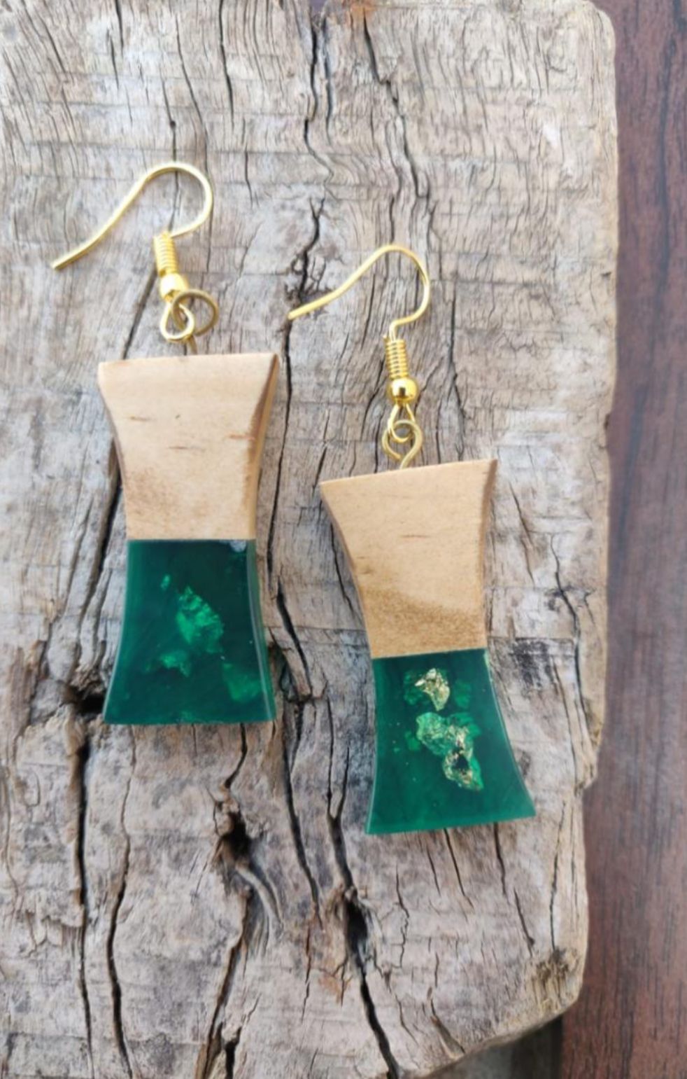Wooden Resin Dangler Earring in Munich