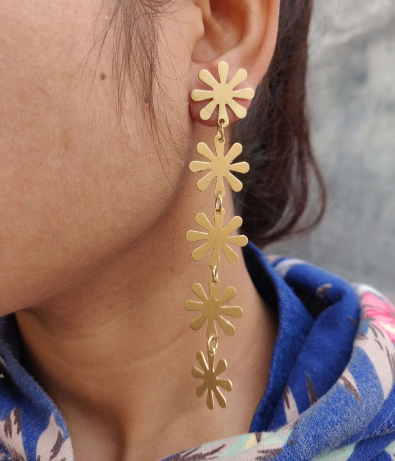 Contemporary Brass Handmade Resin Stone Earring in Munich
