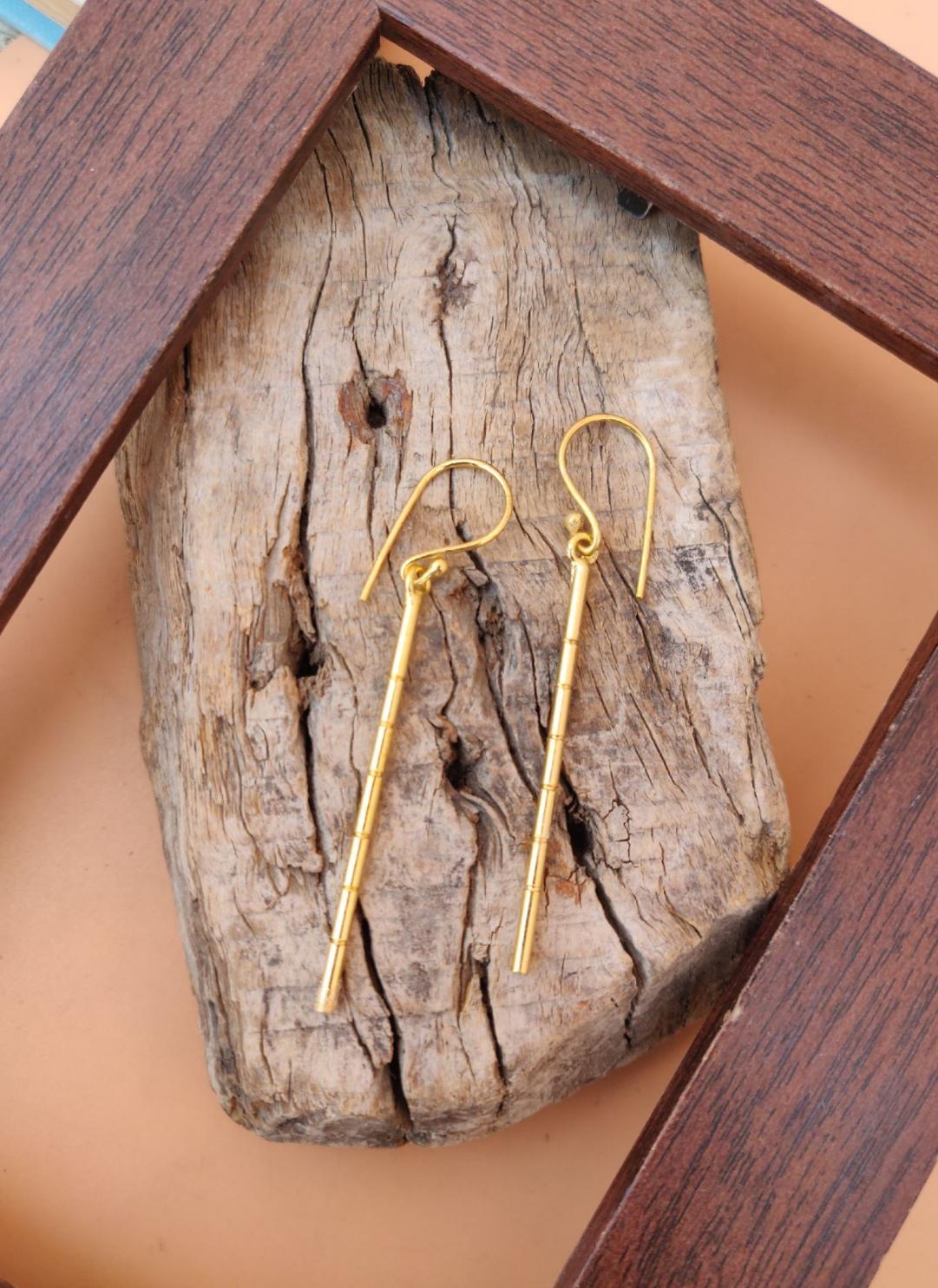 Handmade Brass stick design hook Earring in Berlin