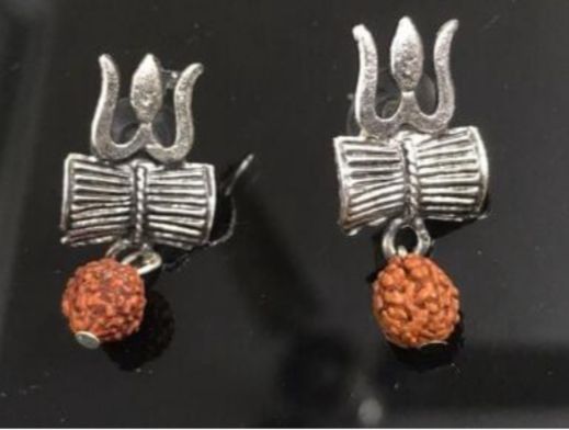 Trishul Damru with Rudraksha Dangler Light Weight Earring in Munich