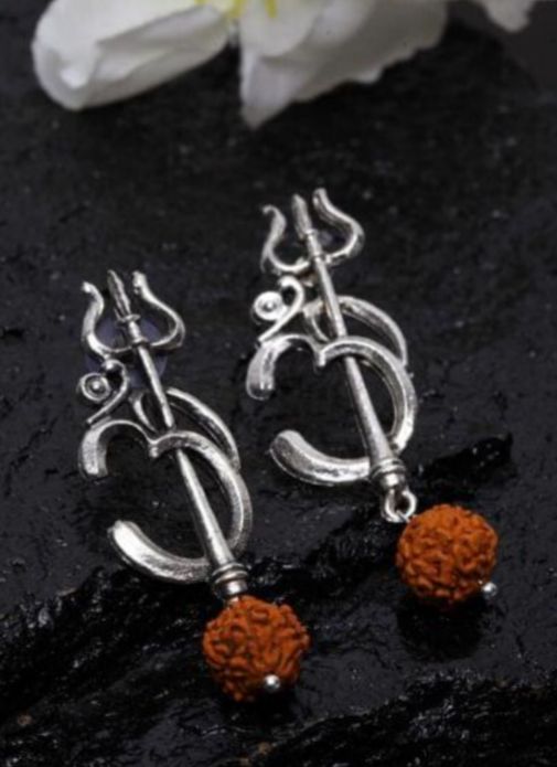 Om Trishul Rudraksh Lightweight Dangler Earring in Germany