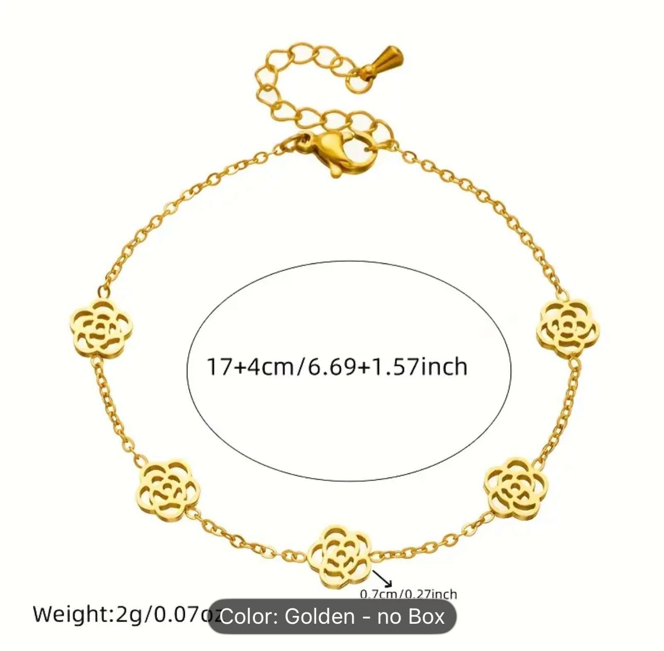 Gold-Plated Stainless Steel Hollow Rose Flower Chain Bracelet in Munich