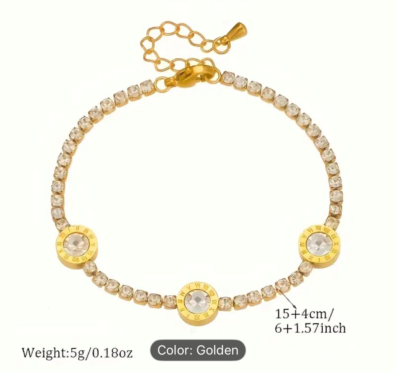 Round Zircon Pendant Square Diamond Titanium Steel Bracelet in Germany