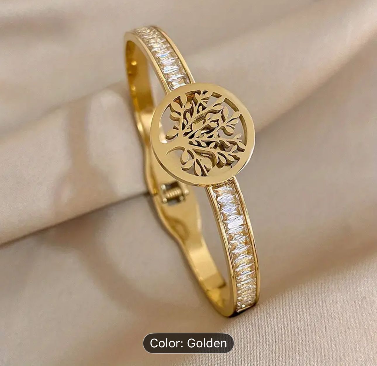 Retro Life Tree incelet Chunky Gold Bracelet Rhinestone Cuff Bracelet For Women in Munich