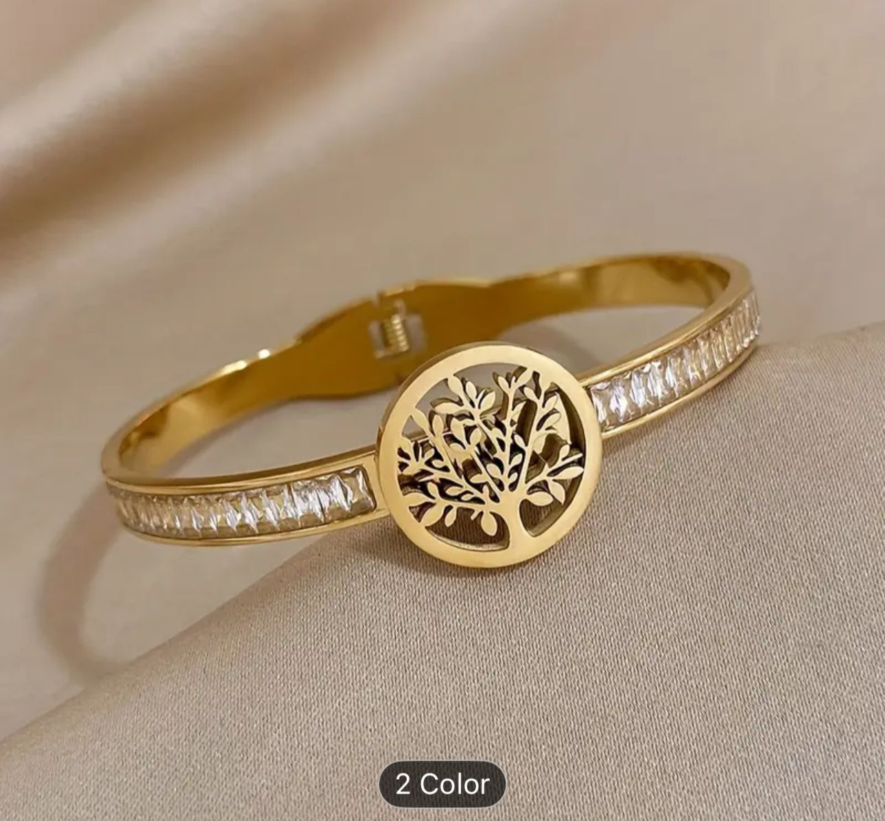 Retro Life Tree incelet Chunky Gold Bracelet Rhinestone Cuff Bracelet For Women in Munich