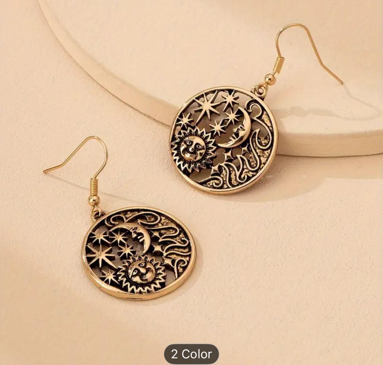Sun and Moon Gold Metal Earrings in Munich