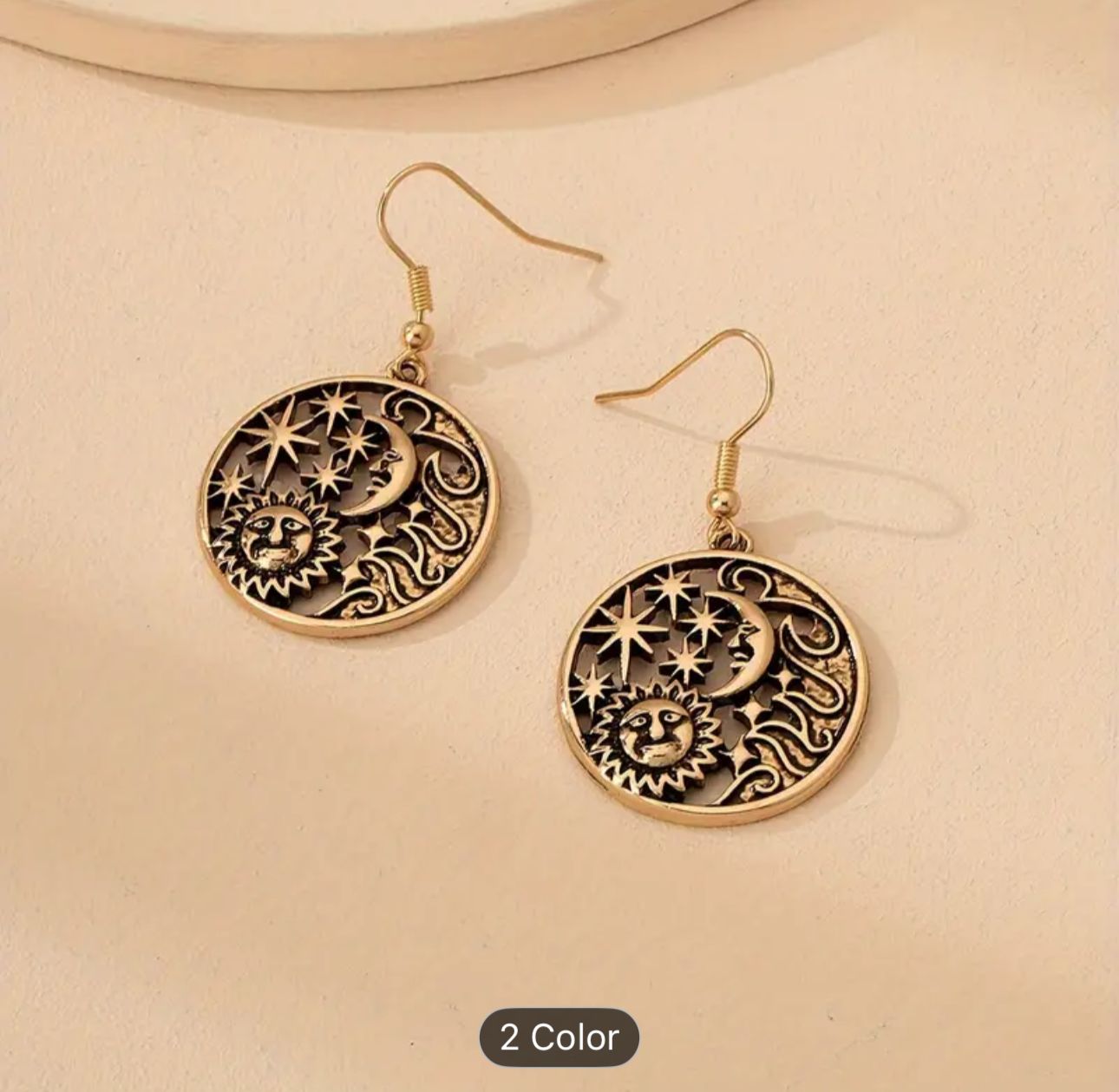 Sun and Moon Gold Metal Earrings in Munich