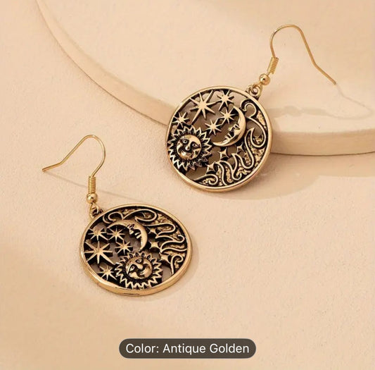 Sun and Moon Gold Metal Earrings in Munich