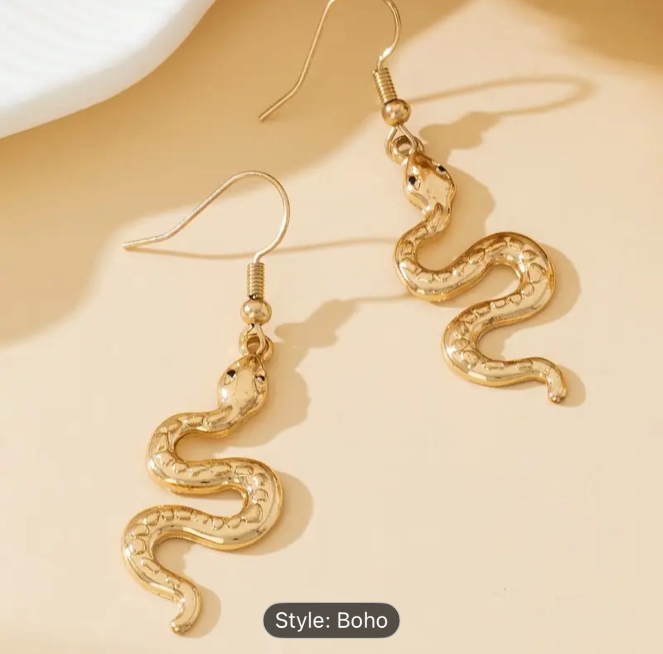 Elegant Golden Snake Drop Earrings with Sparkling in Berlin