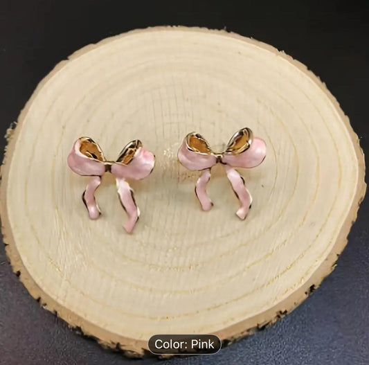 Fashion Enamel Pink bow Earrings in Munich