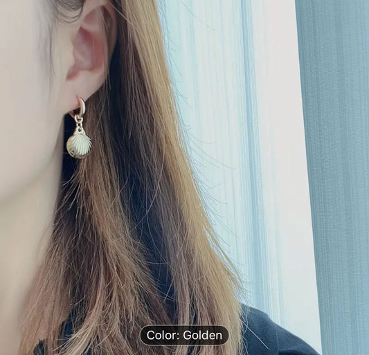 Women Gold Hoop Earrings Clam Shell Hollow Star Cross Lightning Dangle Earring in Germany