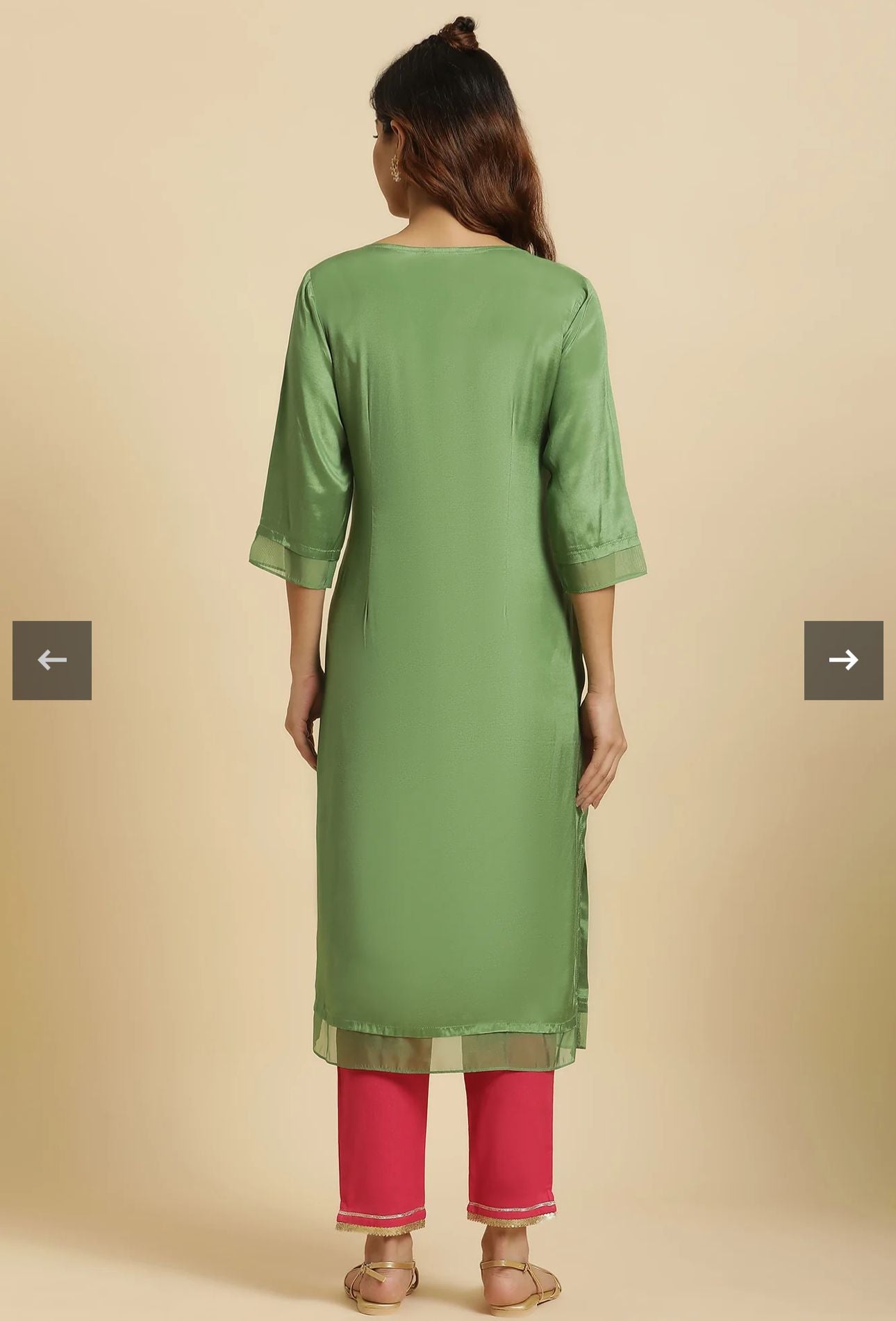 Green Embroidered Shantung Festive Kurta in Germany