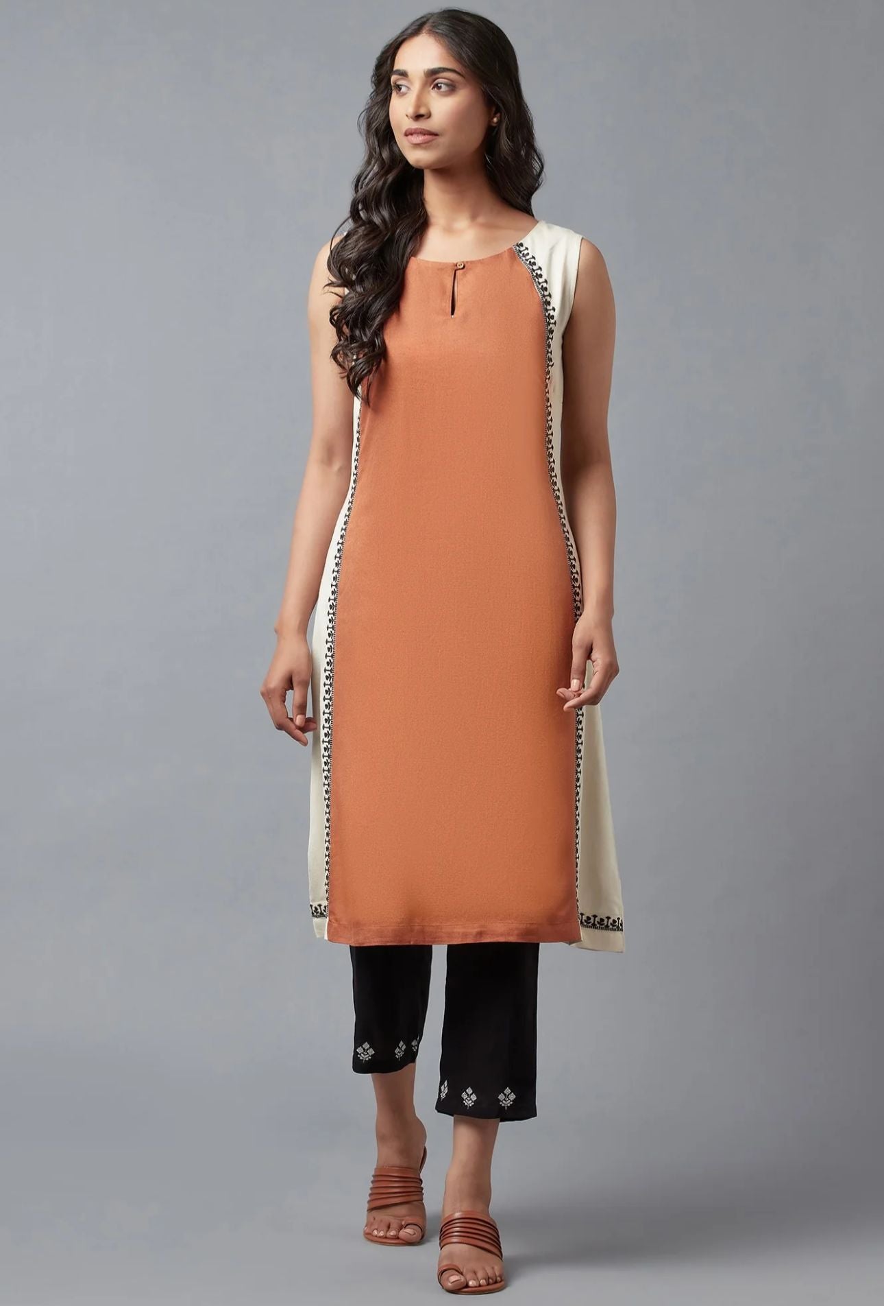 Rust Brown Embroidered kurta in Munich
