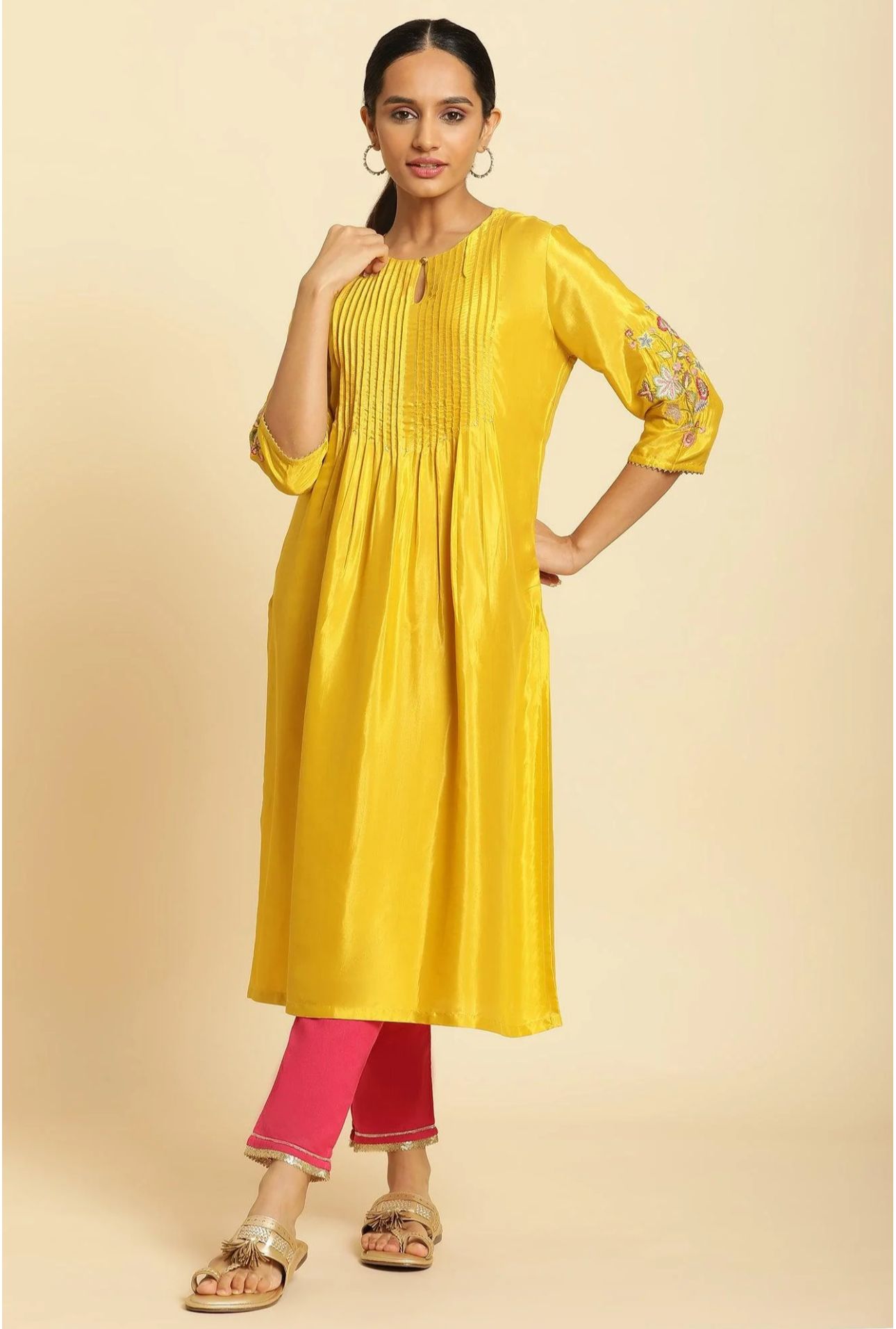 Marigold Yellow Embroidered Kurta in Berlin
